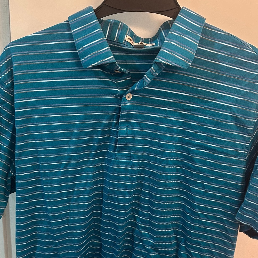 Peter Millar Teal Striped Polo Shirt